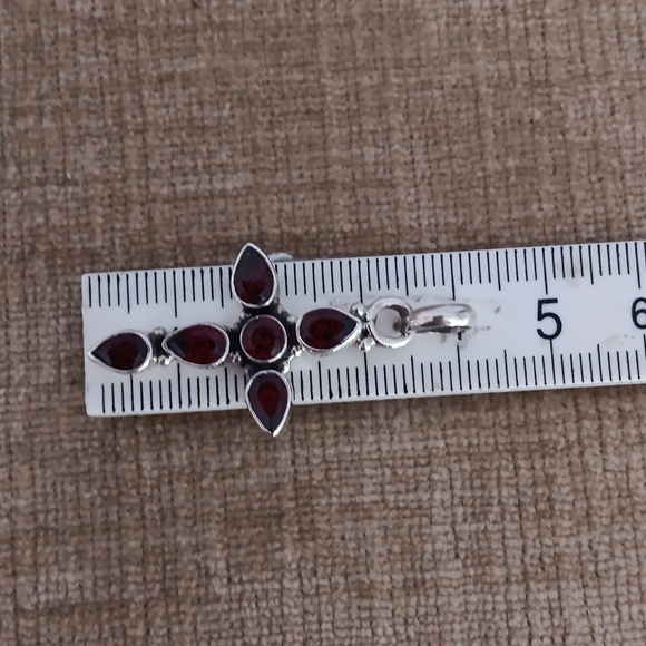Sterling Silver Garnet and Sterling Silver Citrine Cross Pendants Set of 2 - Picture 5 of 13